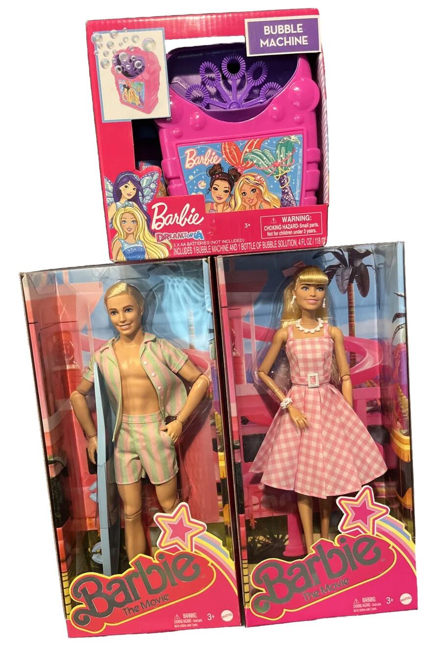 Barbie The Movie 2023 Barbie & Ken Pastel Summer Set + New Sealed Bubble Maker!